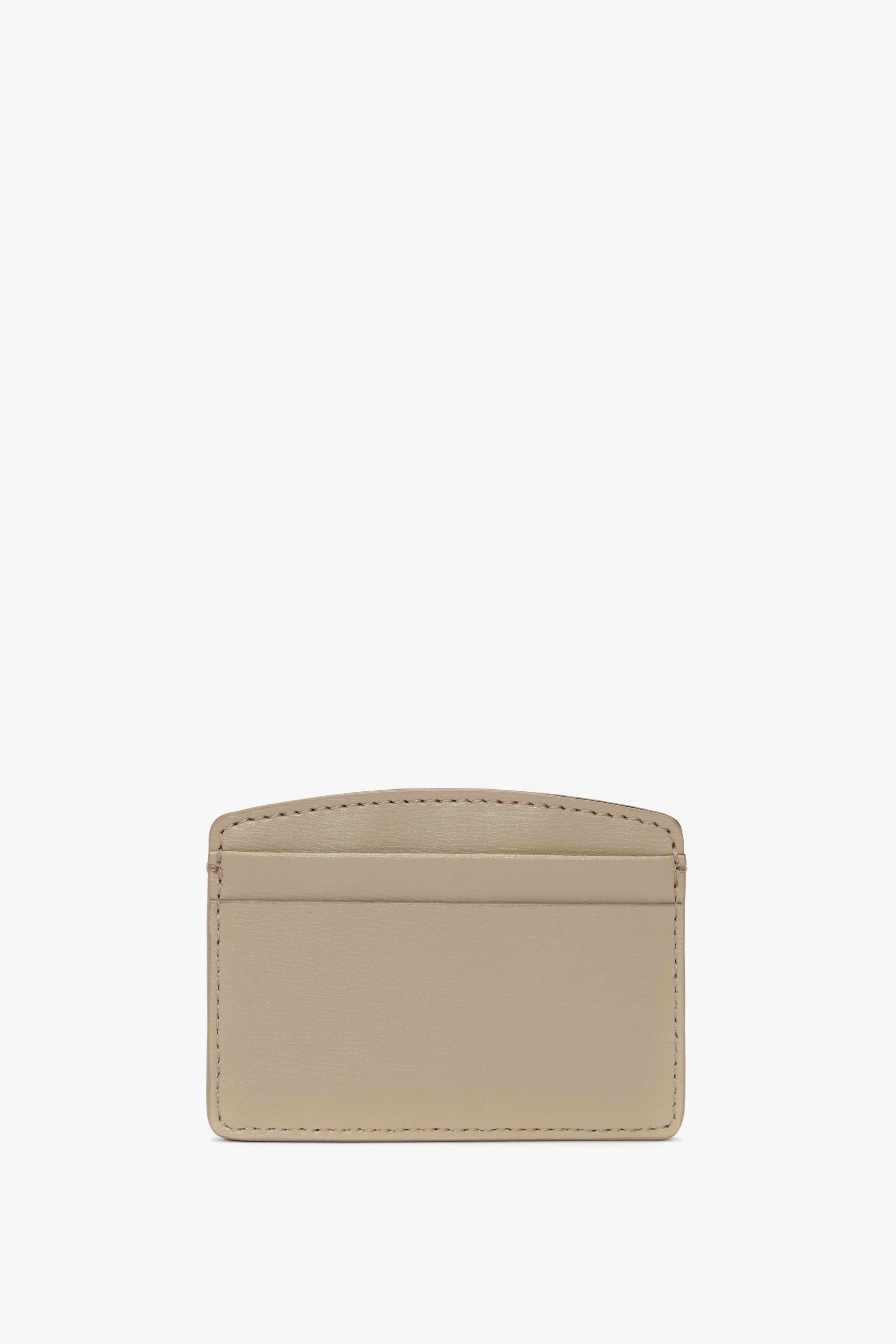 Victoria Card Holder In Taupe Grained Leather