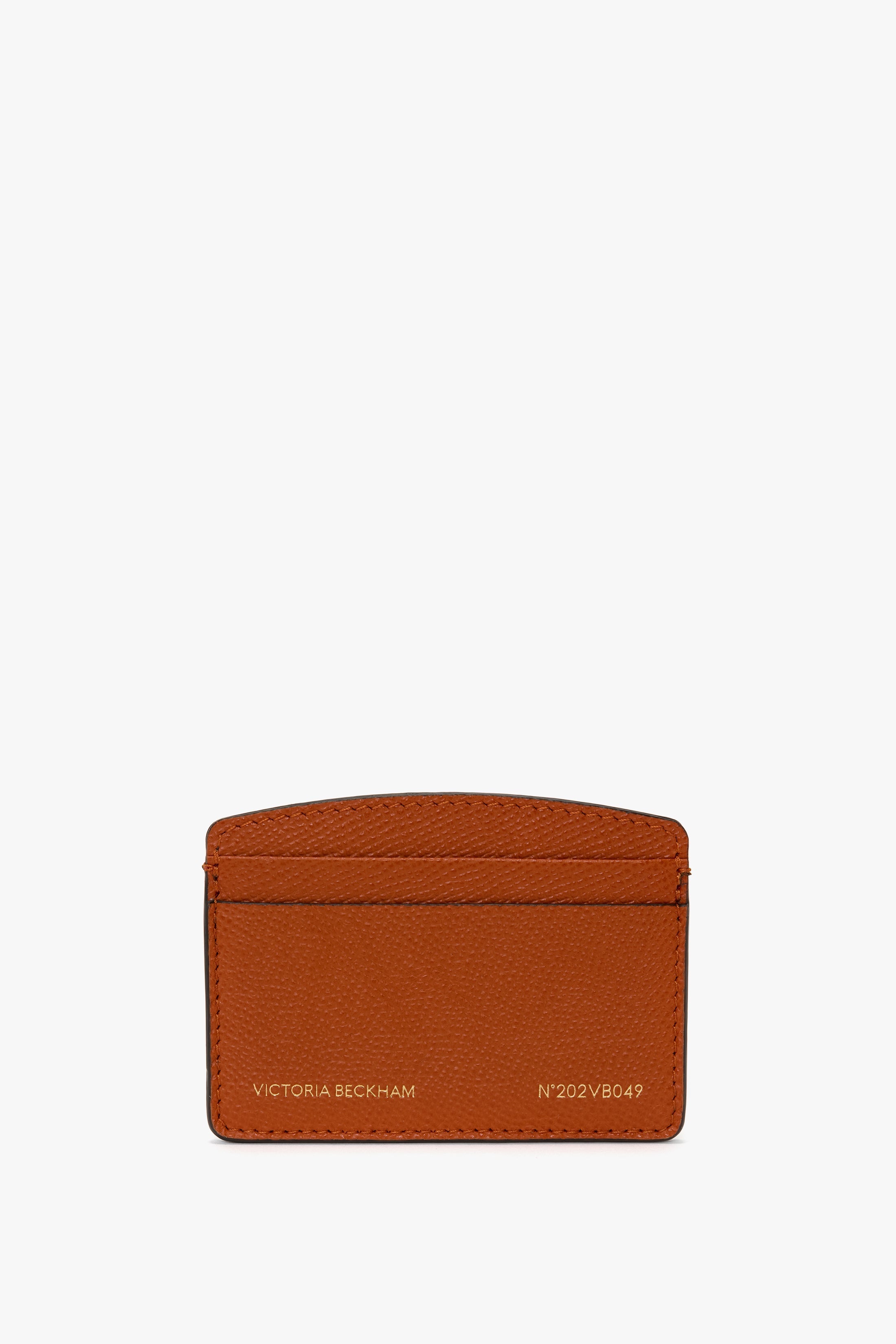 Victoria Card Holder In Burnt Orange Grained Leather