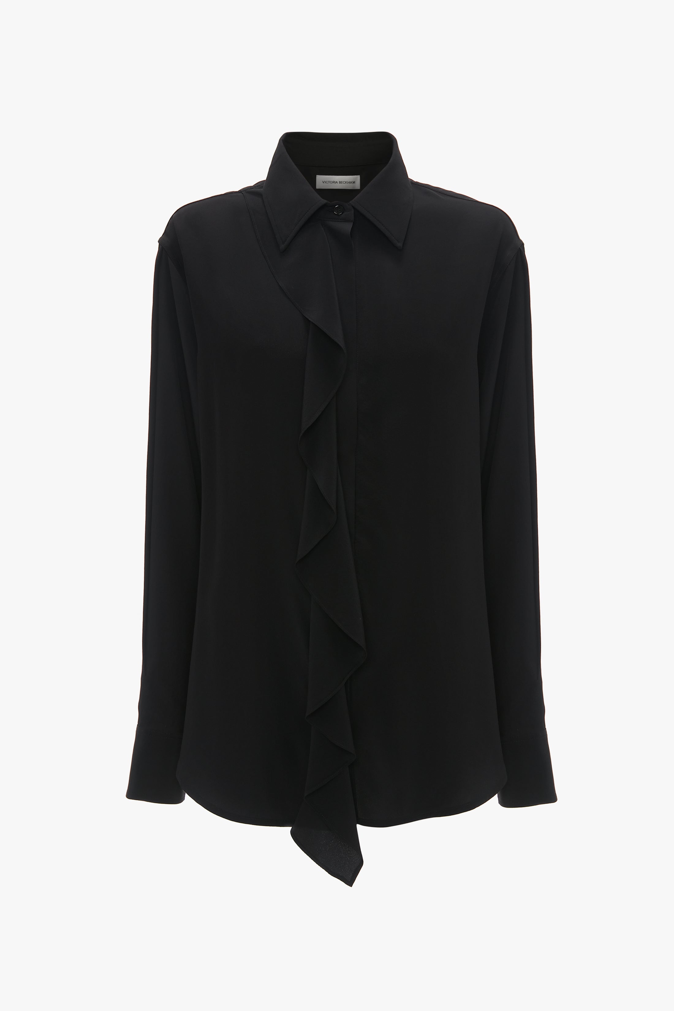 Asymmetric Ruffle Blouse In Black