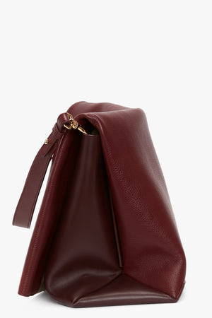 Jumbo Chain Pouch Bag In Bordeaux Leather