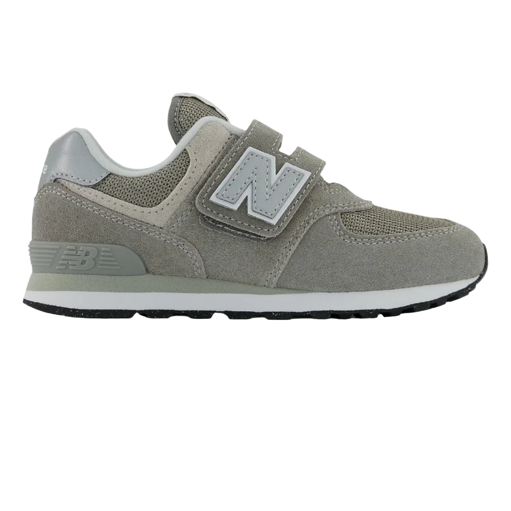 New Balance Little Boys 574 Core Hook & Loop Velcro Sneaker Grey / White Wide