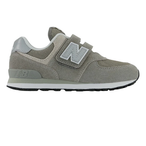 New Balance Little Boys 574 Core Hook & Loop Velcro Sneaker Grey / White Wide