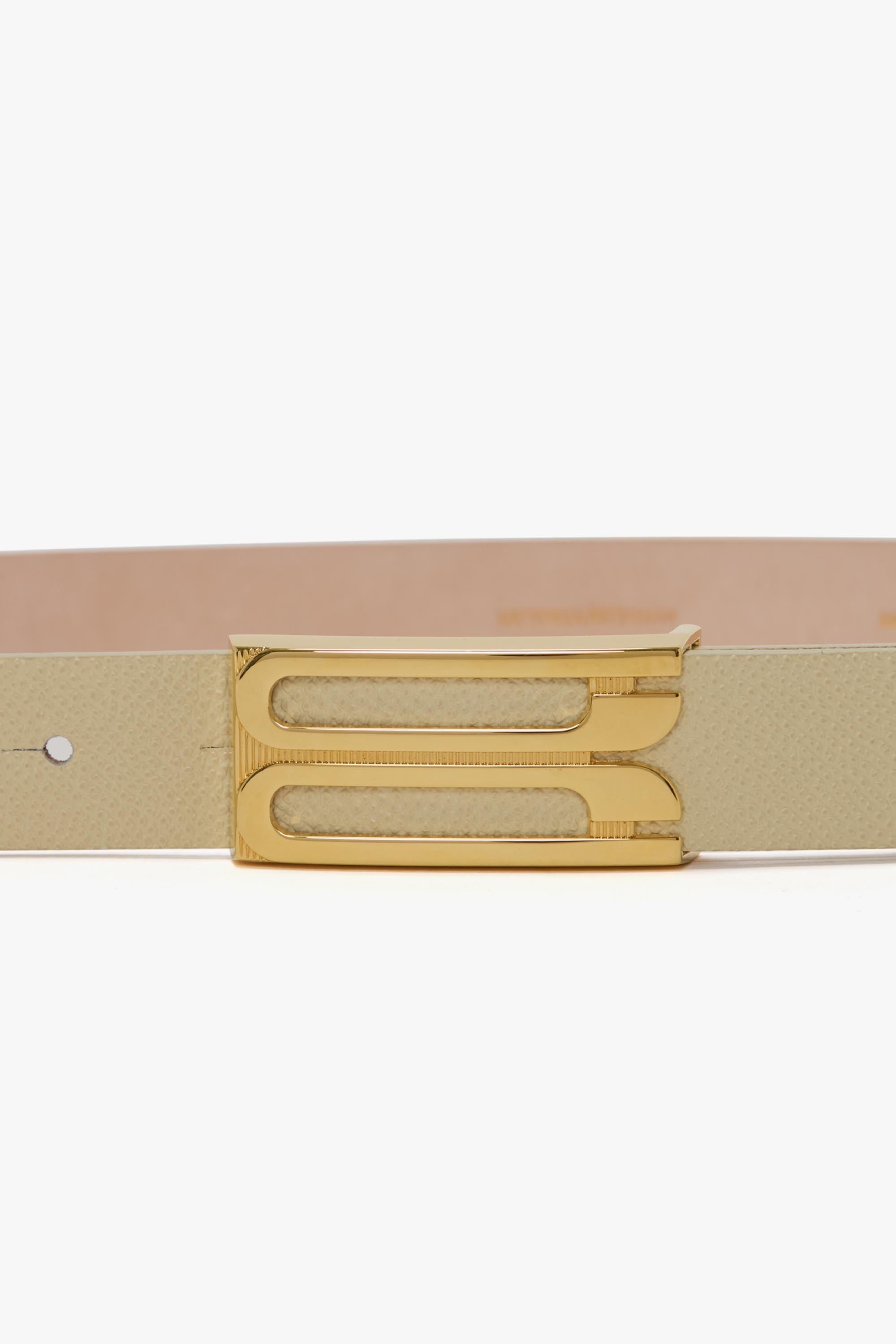 Frame Belt In Ivory Grained Leather