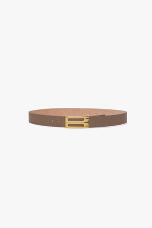 Jumbo Frame Belt In Dove Grey Grained Leather