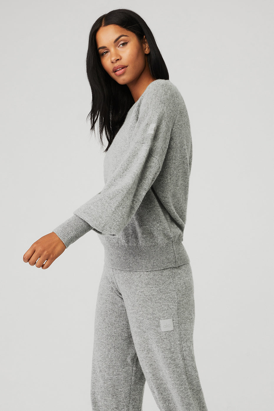 Cashmere Jet Set Crew - Dove Grey Heather