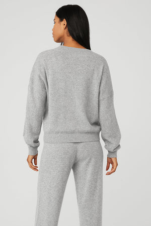 Cashmere Jet Set V-Neck Pullover - Dove Grey Heather