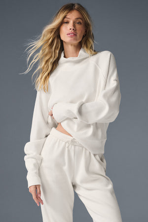 Waffle Weekend Escape Mock Neck Long Sleeve - Ivory