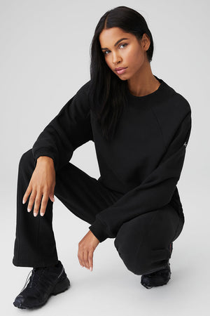 Heavy Weight Free Time Crew Neck Pullover - Black