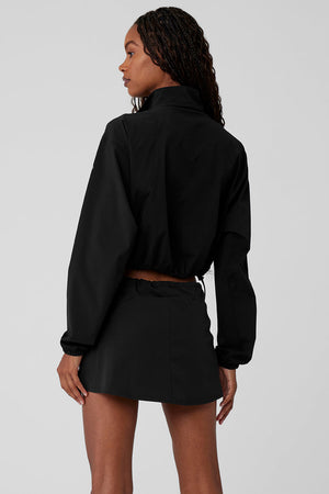 1/4 Zip Cropped In The Lead Coverup - Black