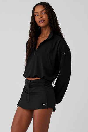 1/4 Zip Cropped In The Lead Coverup - Black