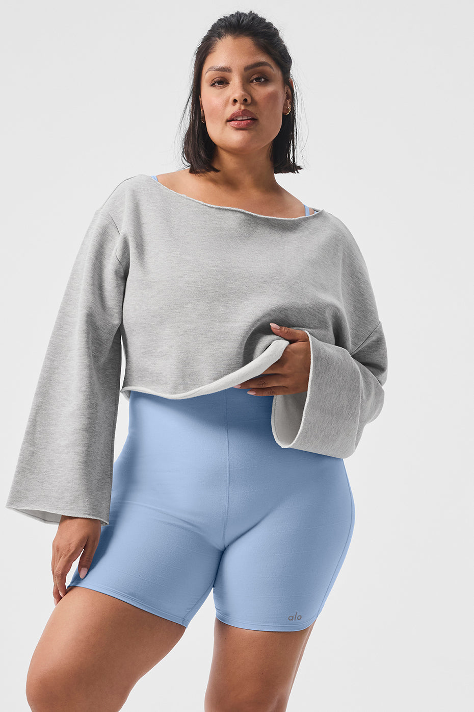 Cropped Barre Shoulder Coverup - Athletic Heather Grey