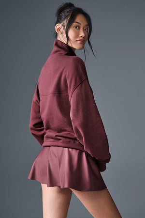 Hazy Mock Neck Pullover - Burgundy Truffle