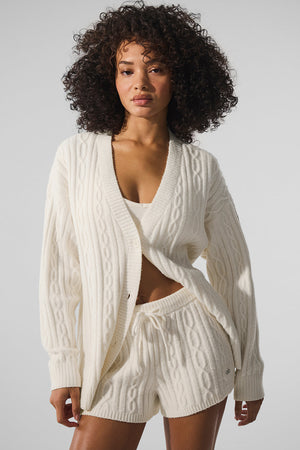 Cable Knit Winter Bliss Cardigan - Ivory