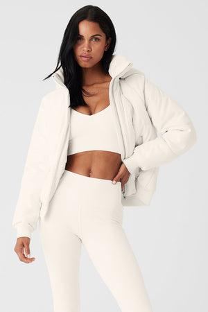 Faux Leather Boss Puffer - Ivory