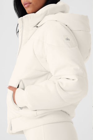 Faux Leather Boss Puffer - Ivory