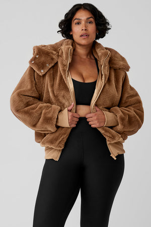 Faux Fur Foxy Jacket - Toasted Almond