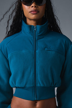 Polar Fleece Cropped Wintry Mix Jacket - Eclipse Blue