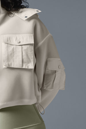 Cropped Engage Cargo Parka - Ivory