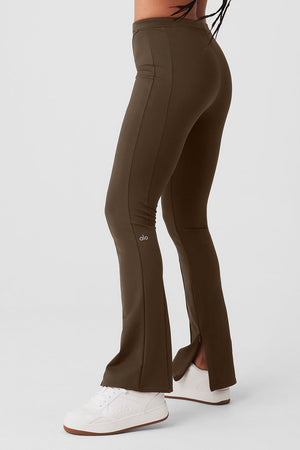 High-Waist 7/8 Zip It Flare Legging - Espresso