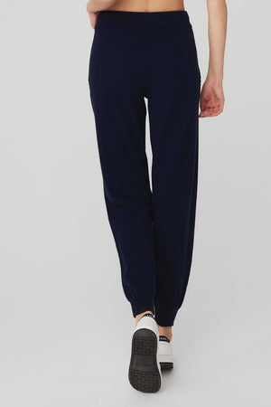 High-Waist Cashmere Jet Set Pant - Navy