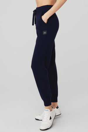 High-Waist Cashmere Jet Set Pant - Navy