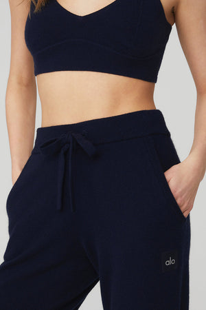 High-Waist Cashmere Jet Set Pant - Navy