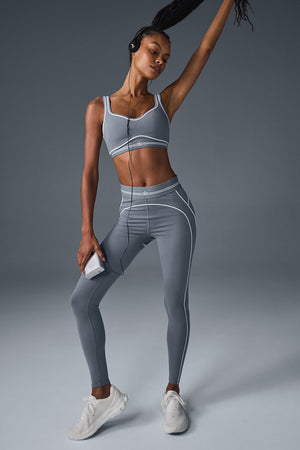 Airbrush High-Waist Heart Throb Legging - Steel Grey/White