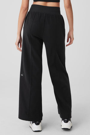 Polar Fleece High-Waist Snowdrift Wide Leg Pant - Black