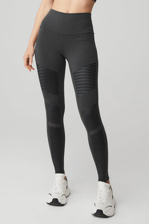 High-Waist Moto Legging - Anthracite/Anthracite Glossy