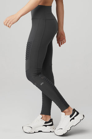 High-Waist Moto Legging - Anthracite/Anthracite Glossy