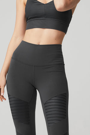 High-Waist Moto Legging - Anthracite/Anthracite Glossy