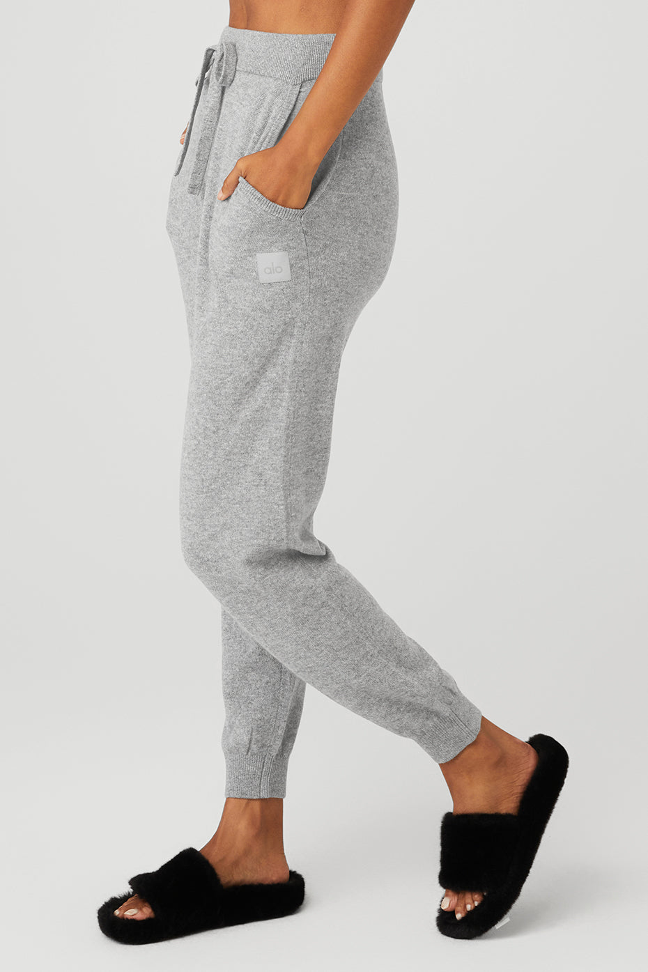 High-Waist Cashmere Jet Set Pant - Dove Grey Heather