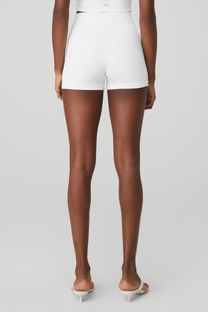 Goddess Ribbed High-Waist Hot Short - White