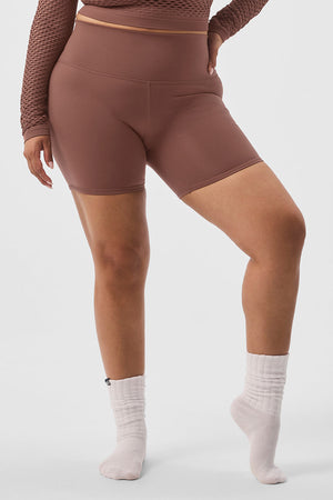 5" Airbrush High-Waist Biker Short - Chestnut