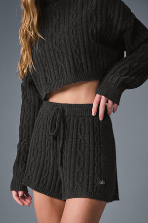 Cable Knit Winter Bliss Short - Dark Heather Grey