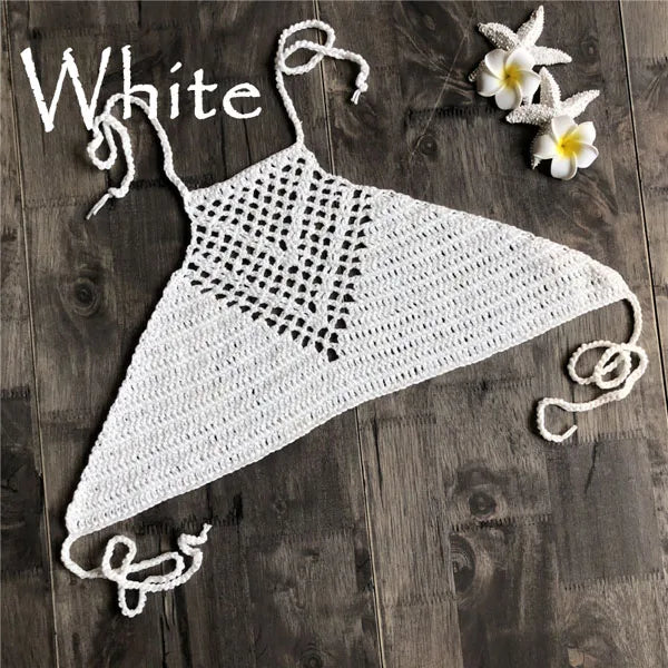 Jesminda - Knitted White Triangle Sexy Bikini Top