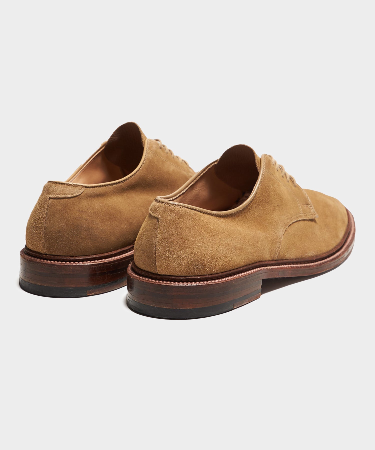 Alden Unlined Suede Plain Toe Blucher in Tan