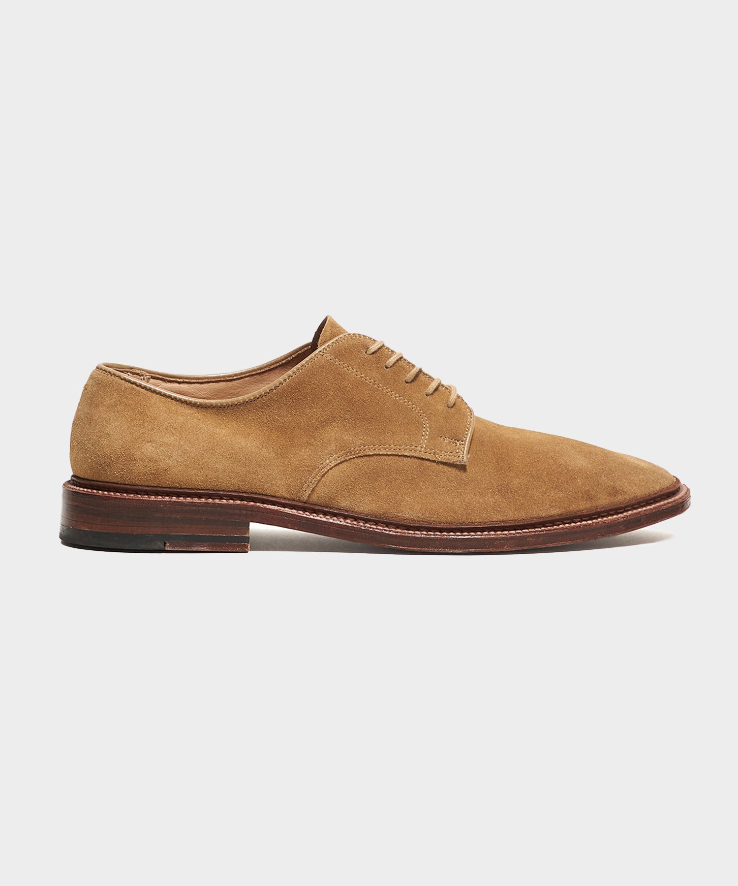 Alden Unlined Suede Plain Toe Blucher in Tan