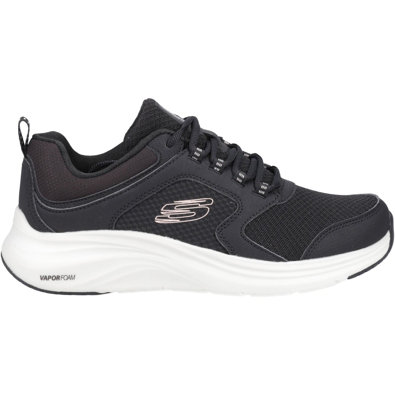 Women's Wide Fit Skechers 150023 Vapor Foam Trainers - Black/Pink