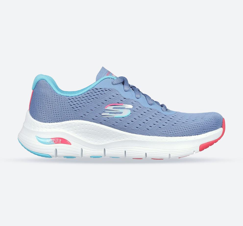 Women's Wide Fit Skechers 149722 Arch Fit Infinity Cool Trainers - Blue/Multi