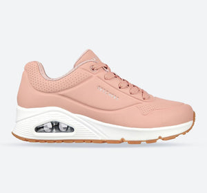 Women's Wide Fit Skechers 73690 Uno Stand On Air Sports Trainers - Blush