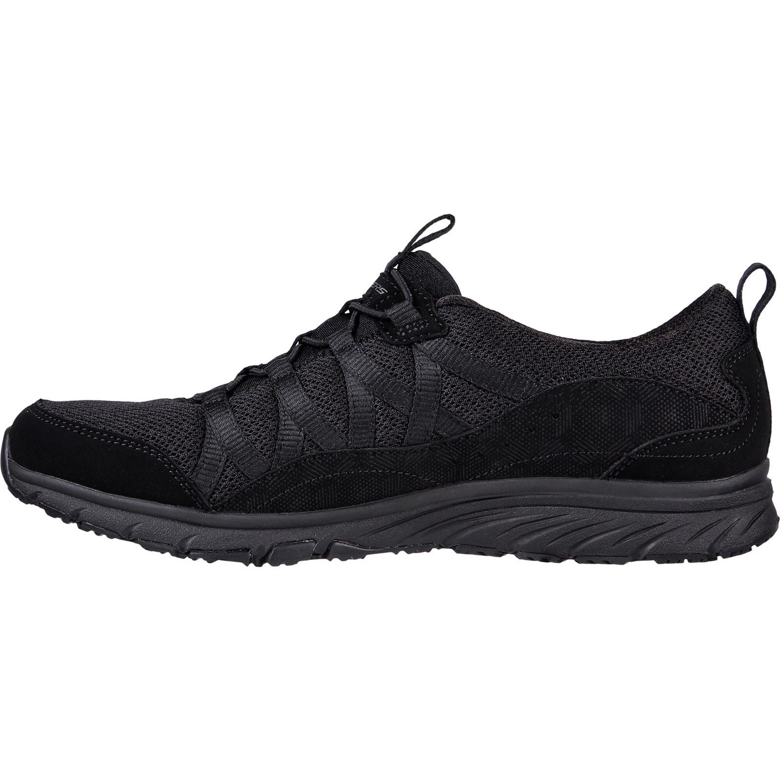 Women's Wide Fit Skechers 104281 Gratis Sport Live Golden Trainers - Black