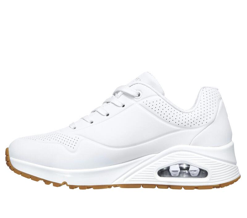 Women's Wide Fit Skechers 73690W Uno Stand On Air Walking Trainers - White