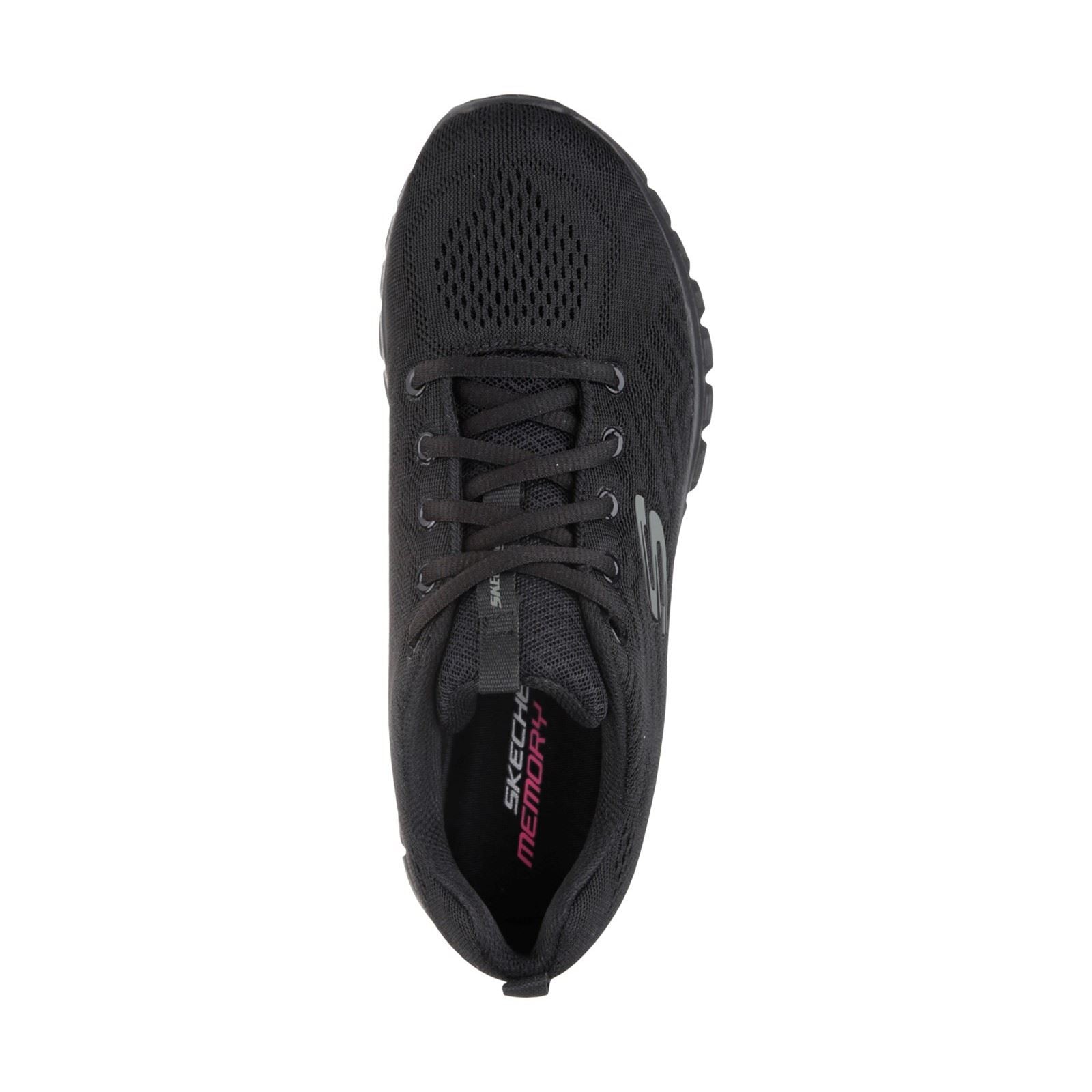 Women's Wide Fit Skechers 12615 Graceful Get Connected Sports Trainers - Black