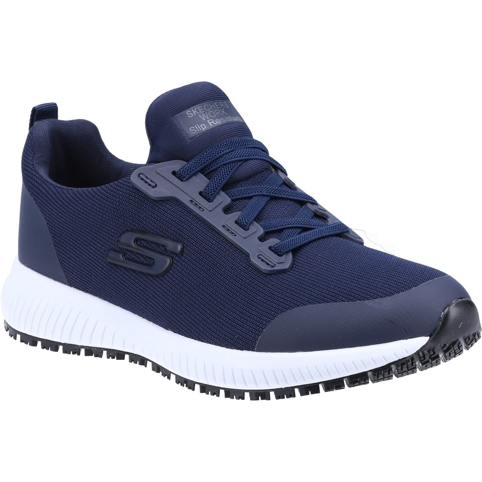 Women's Wide Fit Skechers 77222EC Squad SR Occupational Trainers - Navy