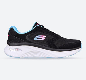 Women's Wide Fit Skechers 149686 Arch Fit D'Lux Trainers - Black/Blue