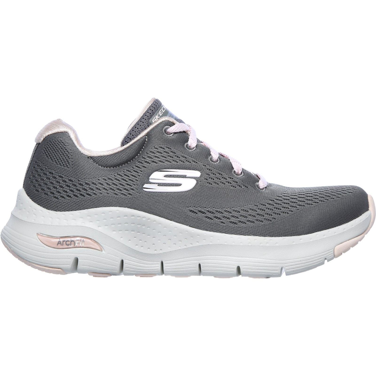 Women's Wide Fit Skechers 149057 Unny Outlook Sports Trainers - Grey/Pink