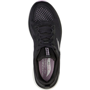 Women's Wide Fit Skechers 124933  Go Walk Workout Walker Trainers - Black/Lavender