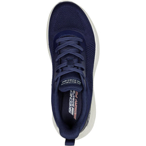 Women's Wide Fit Skechers 117470 Bobs Squad Waves Sports Trainers - Navy