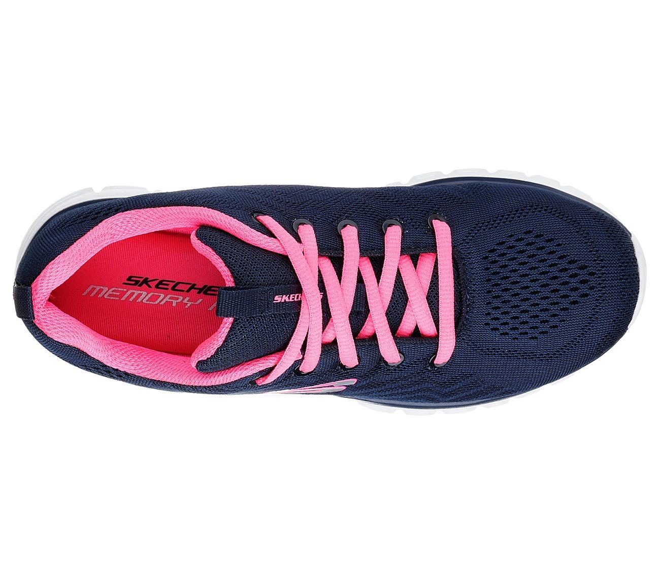 Womens Wide Fit Skechers 12615 Walking Trainers - Navy/Hot Pink